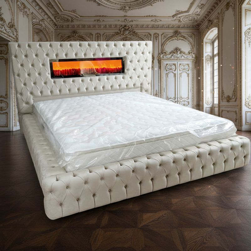 Chesterfield Bett &quot;Pharao&quot; Farbauswahl Kamin Matratze