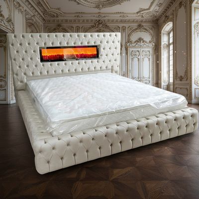 Chesterfield Bett &quot;Pharao&quot; Farbauswahl Kamin Matratze