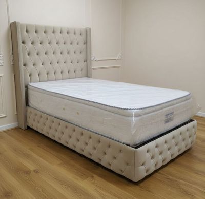 Chesterfield Einzelbett &quot;Krone&quot; 100x200cm Farbauswahl Schlafzimmer