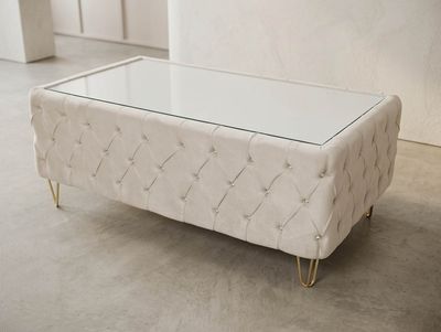 Chesterfield Couchtisch "Winston" 130x70 cm Farbauswahl Glas Chesterfield Couchtisch "Winston" 130x70 cm Farbauswahl Glas