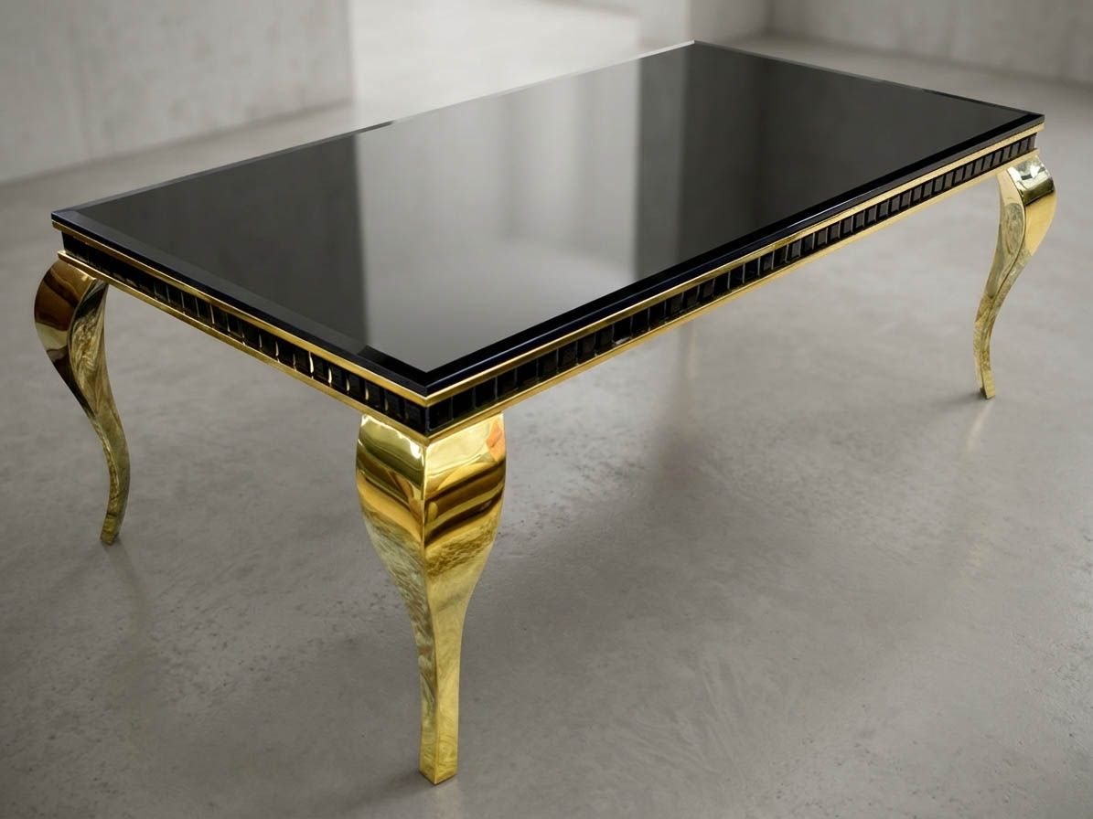 Couchtisch 130 cm "Murano" Farbauswahl Glasplatte Metallfüße Chrom Wohnzimmer Couchtisch 130 cm "Murano" Farbauswahl Glasplatte Metallfüße Chrom Wohnzimmer, Variante: Schwarz / Gold