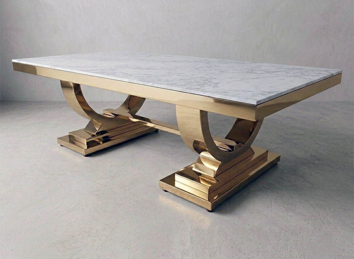 Design Couchtisch "Nova" 130x70 Grau Gold Marmor-Optik Wohnzimmer Design Couchtisch "Nova" 130x70 Grau Gold Marmor-Optik Wohnzimmer