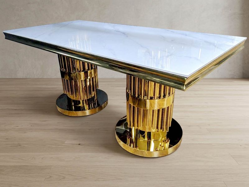 Design Esstisch "Yara" 180x90 Weiss Gold