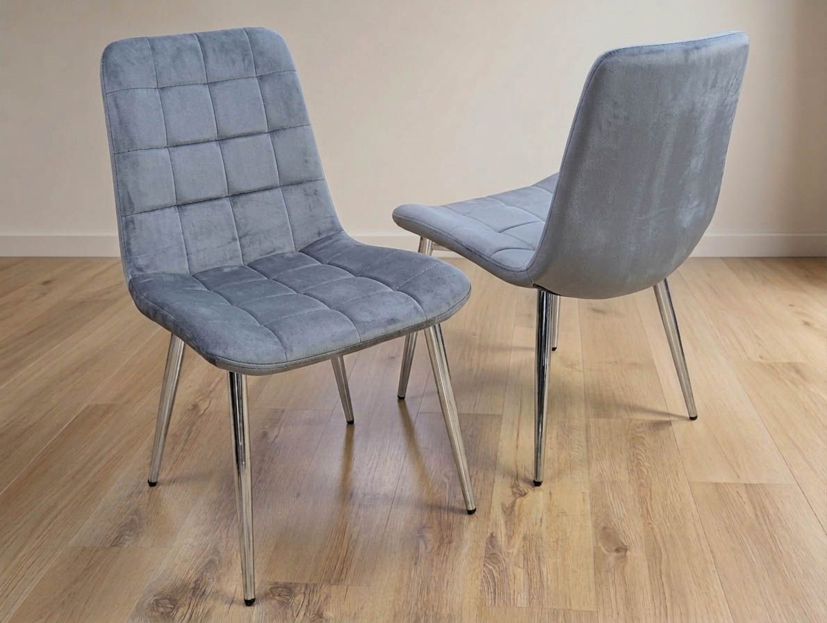 Chesterfield Stuhl "Theo" Grau Silber Esszimmer Chesterfield Stuhl "Theo" Grau Silber Esszimmer