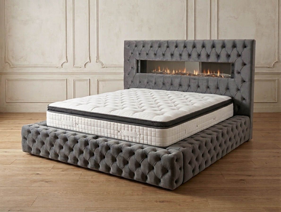 Chesterfield Bett "Tina 2" Farbauswahl Bettkasten Stauraum Schlafzimmer