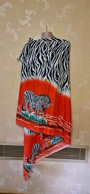 Sarong Wrap Bikini Wrap Swimsuit Cover Beachwear Cover Up - Zebra Print - Orange