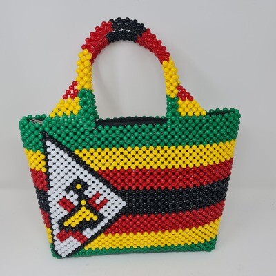 Hand Beaded Zimbabwe Flag Bag