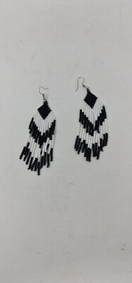 Tawi Black and White Hand-Beaded Earrings