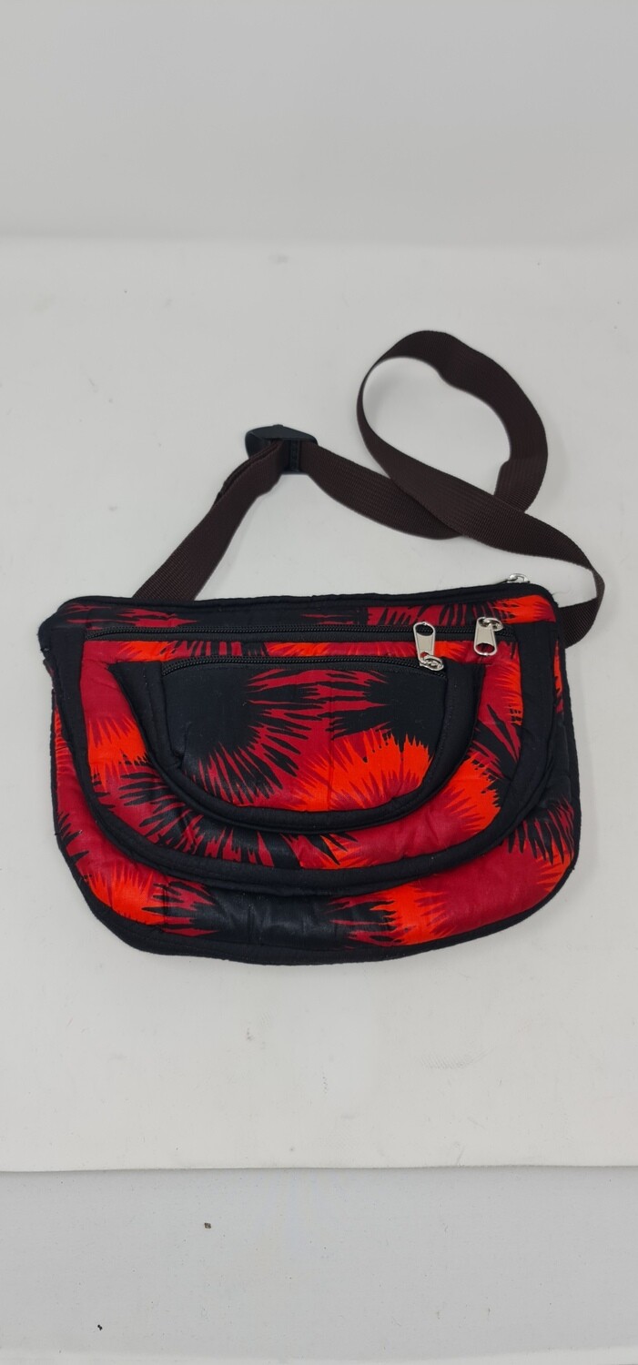 African Print Fanny Pack - Red and Black