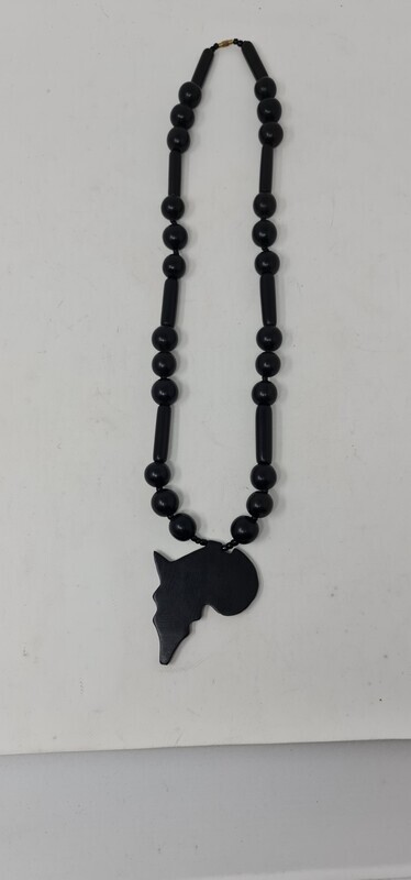 Ebony Wood African Map Pendant Necklace - Vijiti