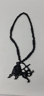 Natural Ebony Wood Lion of Judah Pendant with Necklace