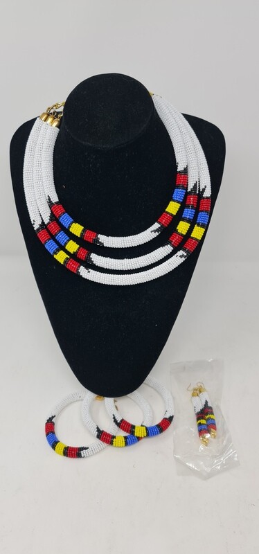 Beaded Necklace Set 3 in 1 - White Mix