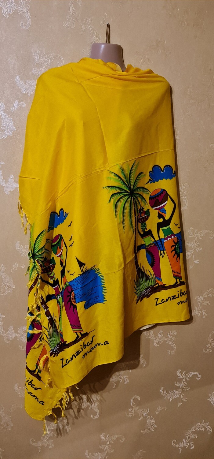 Sarong Wrap Bikini Wrap Swimsuit Cover Beachwear Cover Up - Zanzibar Mama Print - Yellow 2