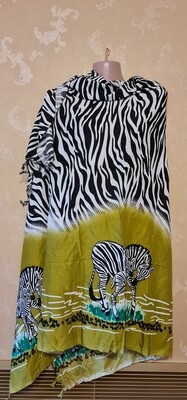 Sarong Wrap Bikini Wrap Swimsuit Cover Beachwear Cover Up - Zebra Print - Lime Green