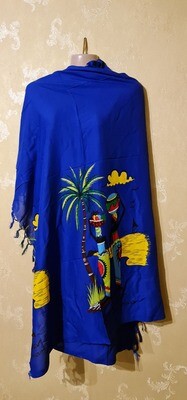 Sarong Wrap Bikini Wrap Swimsuit Cover Beachwear Cover Up - Zanzibar Mama Print - Blue