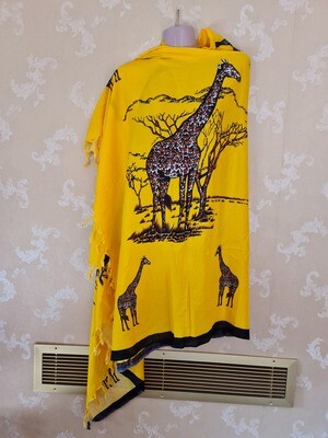 Sarong Wrap Bikini Wrap Swimsuit Cover Beachwear Cover Up - Giraffe - Yellow