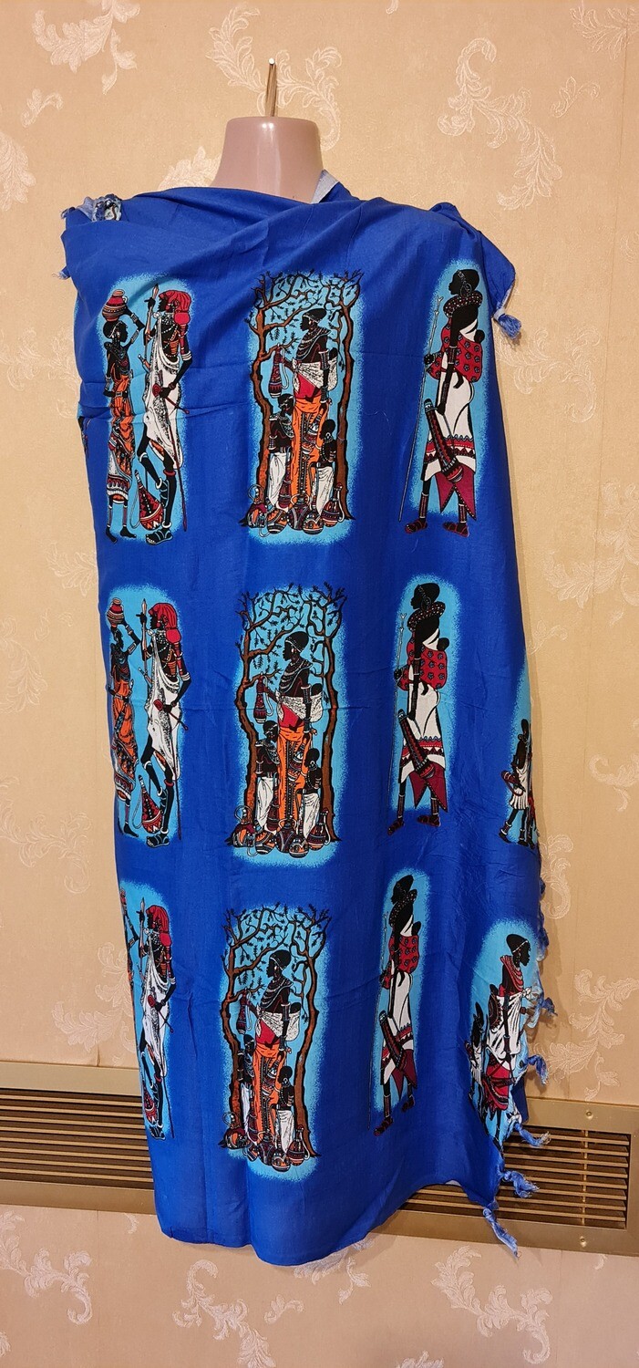 Sarong Wrap Bikini Wrap Swimsuit Cover Beachwear Cover Up - Masai Life - Blue