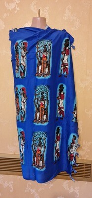 Sarong Wrap Bikini Wrap Swimsuit Cover Beachwear Cover Up - Masai Life - Blue