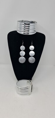AFRICAN STATEMENT NECKLACE SET - Silver