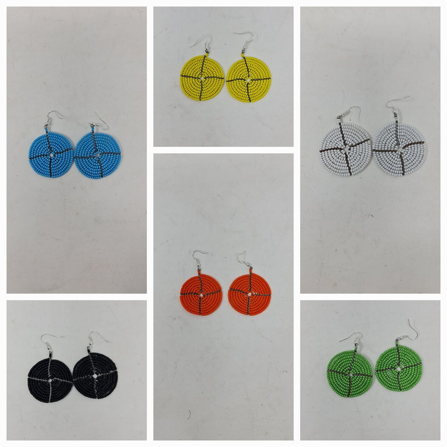 Handmade Beaded Earrings  4cm diameter  - Tari