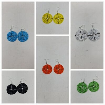 Handmade Beaded Earrings  4cm diameter  - Tari