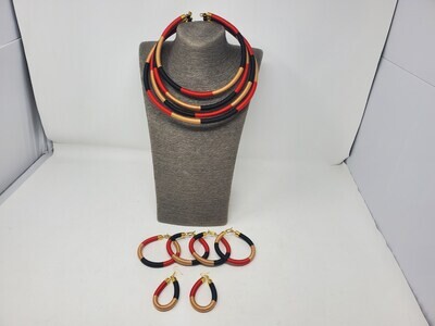 African Elegant Woven Necklace Set