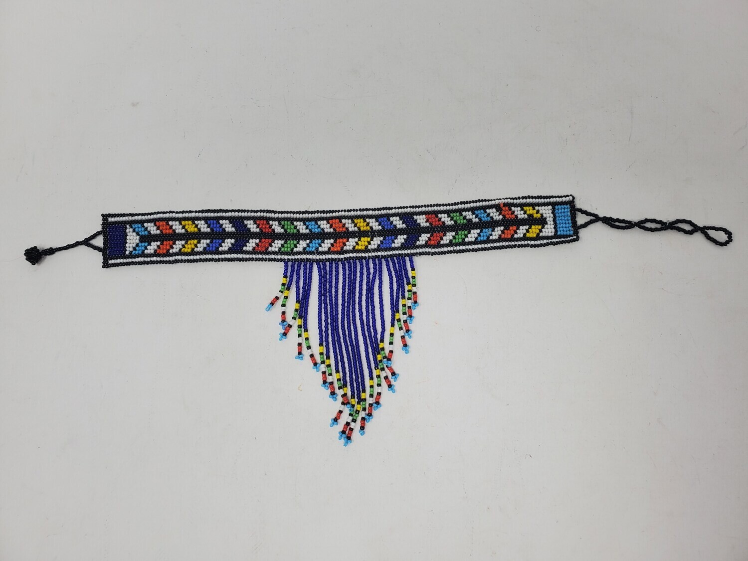 Handmade Beaded Choker Necklace  - Dark blue