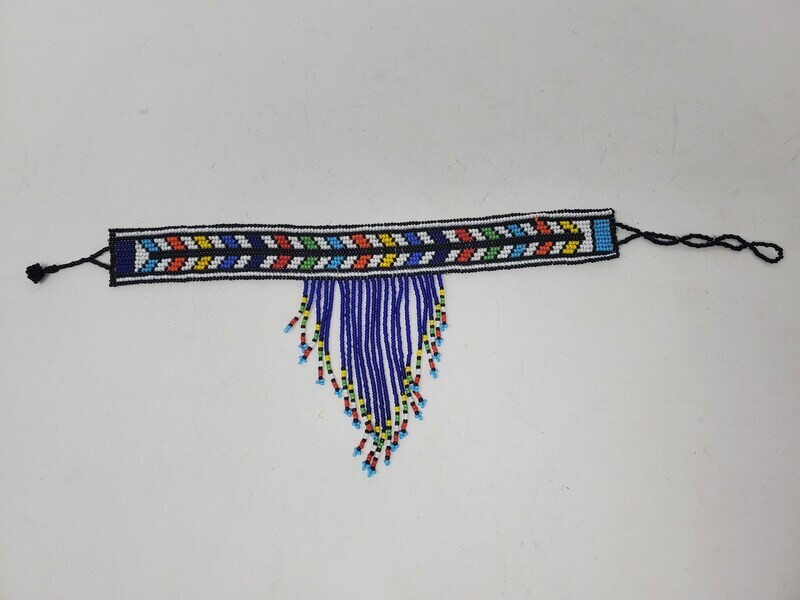 Handmade Beaded Choker Necklace  - Dark blue