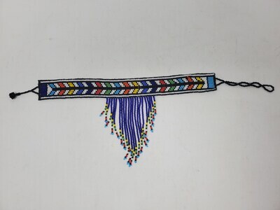 Handmade Beaded Choker Necklace  - Dark blue