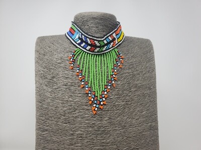 Handmade Beaded Choker Necklace Set - Green