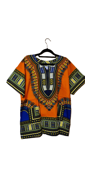 Dashiki Top - Orange  Mix -  L  - Unisex