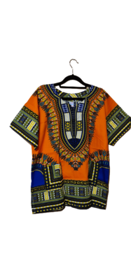 Dashiki Top - Orange  Mix -  L  - Unisex