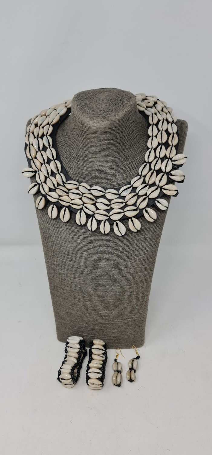 Ethnic African cowrie Necklace Set