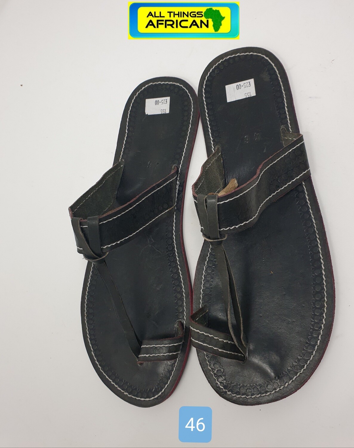 Leather Sandals - Black - Size 46