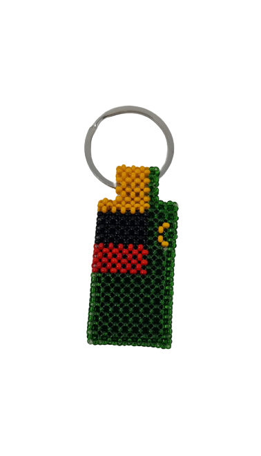 Hand Beaded Keyring - Zambian Flag