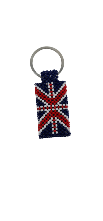 Hand Beaded Keyring - United Kingdom Flag
