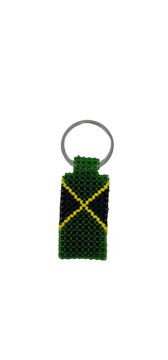 Hand Beaded Keyring - Jamacian Flag