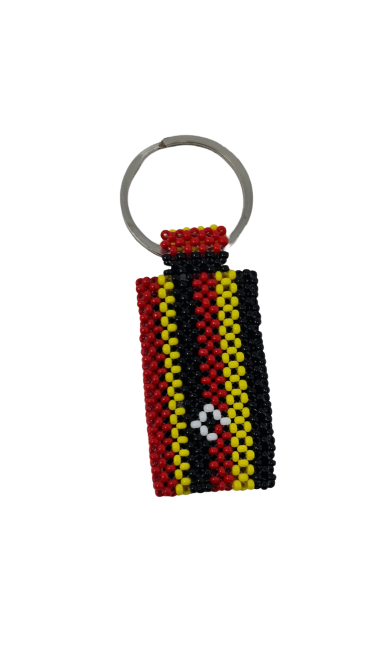Hand Beaded Keyring - Ugandan Flag