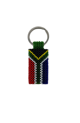 Hand Beaded Keyring - South African Flag