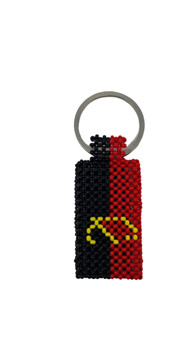 Hand Beaded Keyring - Angola Flag