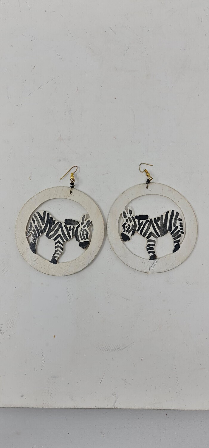 Zebra Hoop Earrings - Handcrafted
