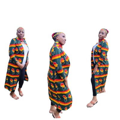 African Print long Jacket - Size 12