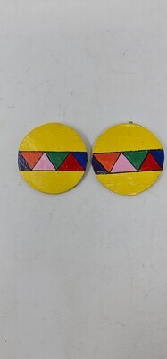 Wooden Painted Clip-On Earrings