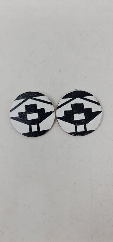 Wooden Painted Clip-On Earrings