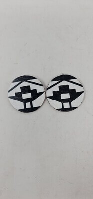 Wooden Painted Clip-On Earrings
