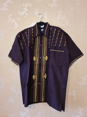 Men wear Short Sleeve With Gold Thread Embroidery - 2XL