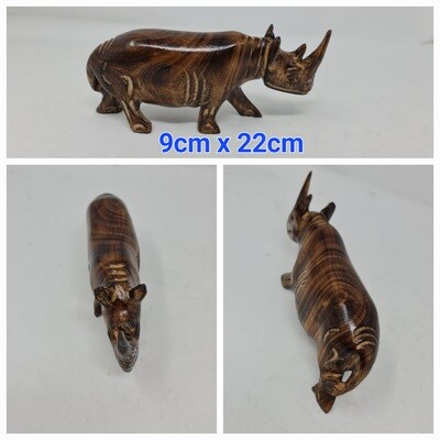 African Wooden Hand Carved Rhino