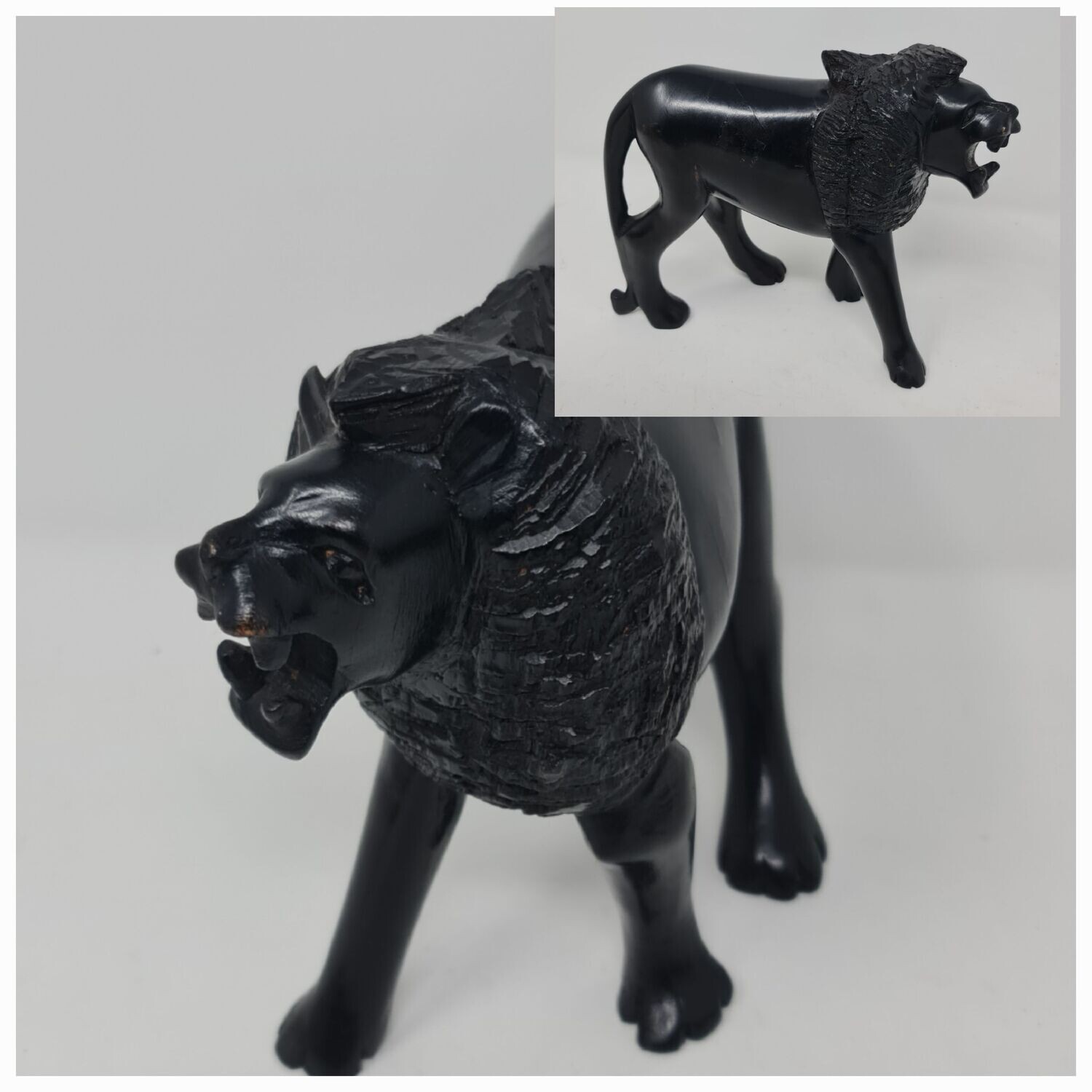 Hand-Carved Ebony Wooden Lion