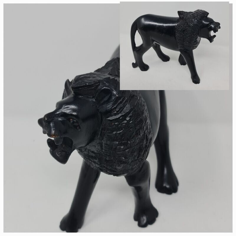 Hand-Carved Ebony Wooden Lion