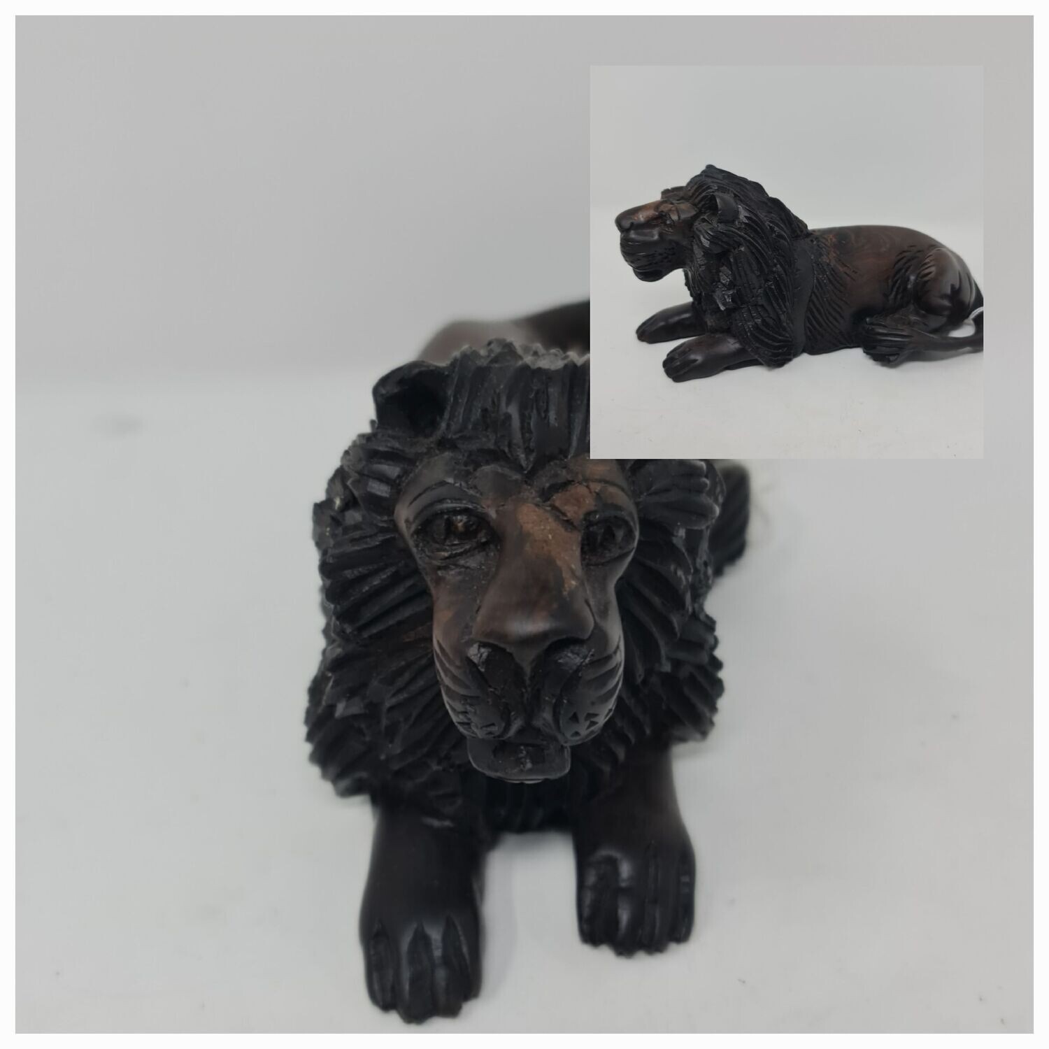 Hand-Carved Ebony Wooden Lion